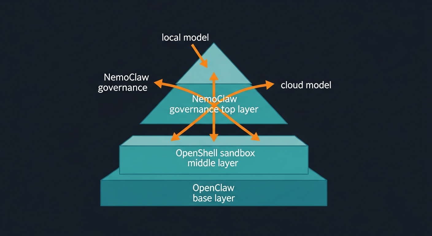 NemoClaw architecture stack with OpenClaw OpenShell and model routing