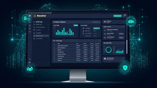 Keeper Security password manager enterprise dashboard displaying detailed audit logs and compliance reports