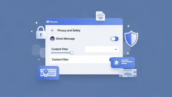 Discord privacy and safety settings screen showing direct message controls and content filtering options