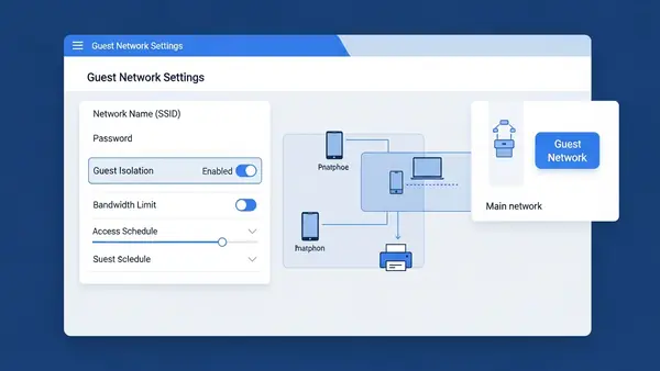 router admin interface showing guest network configuration with isolation enabled