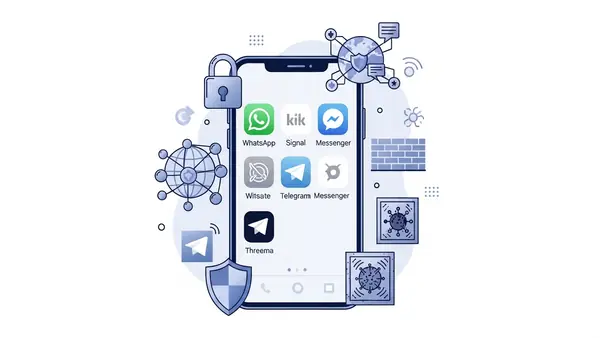 smartphone screen showing multiple messaging apps including lesser-known platforms like Kik and Telegram