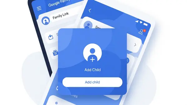 Google Family Link parent app home screen showing add child option